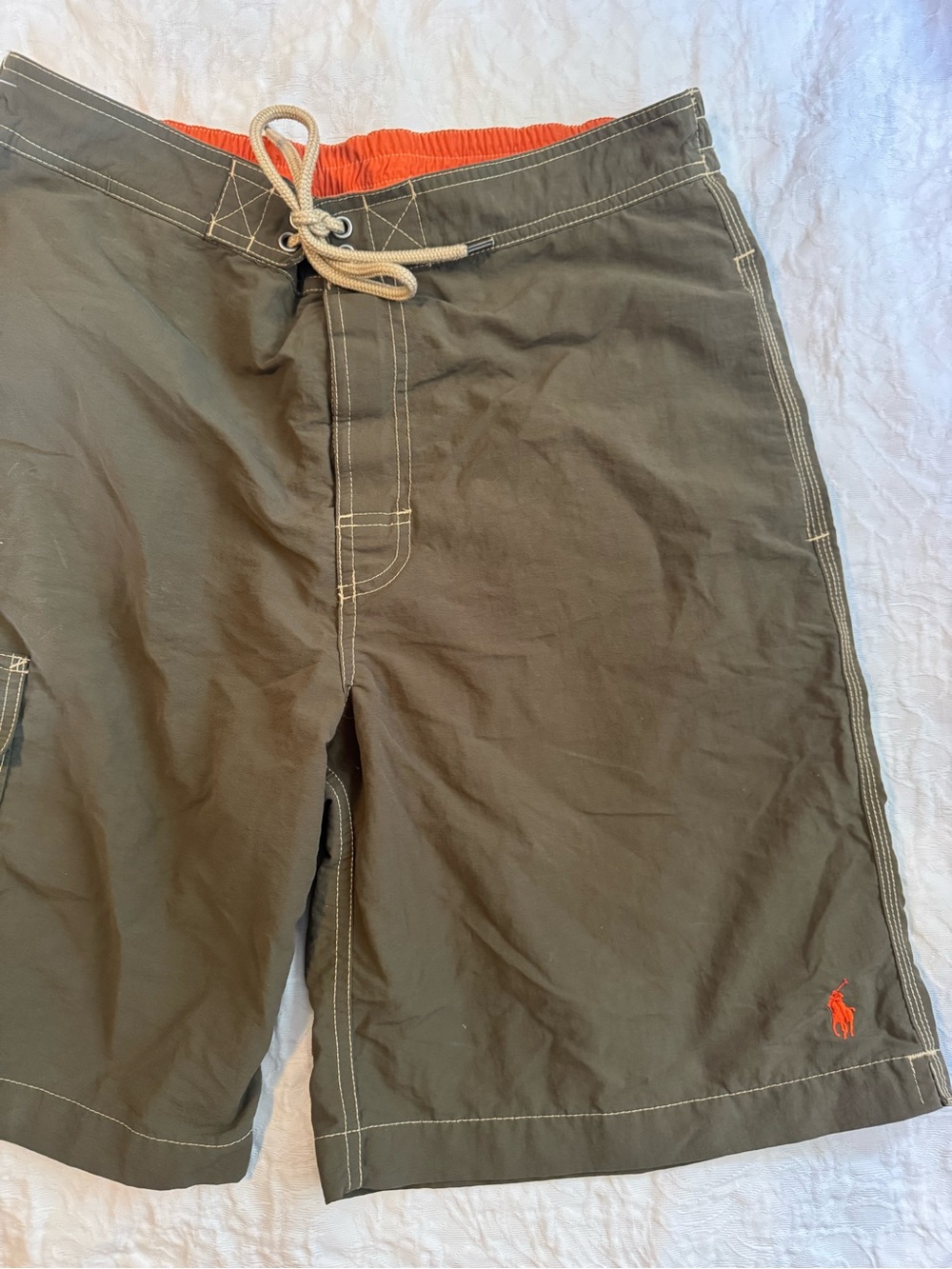 Polo Ralph Lauren Olive Swim Shorts with Orange Accent